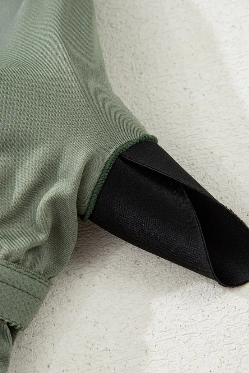 Mist Green Side Tied Waist Square Neck Adjustable Straps A-line One Piece Swim Dress - Love Salve